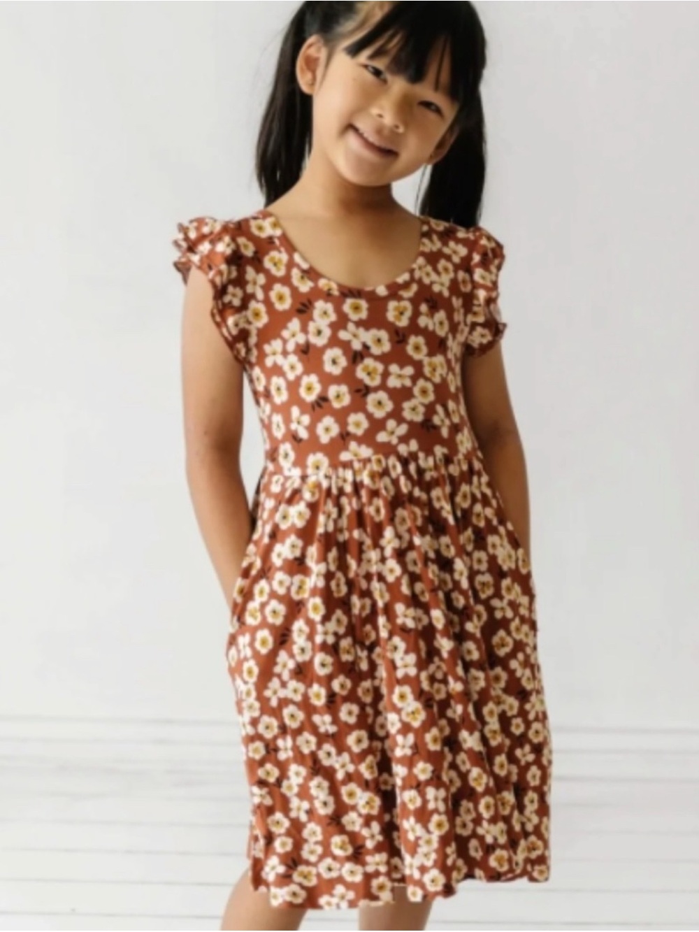 Little Sleepies Mocha Blossoms Floral Dress Romper